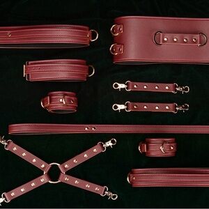 PU Leather Hand Foot Cuff Collar With Leash Cosplay Tools